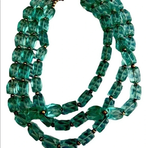 TRIPLE Strand Rare Unique Buffed Polished Faceted Beads Necklace - Picture 3 of 5